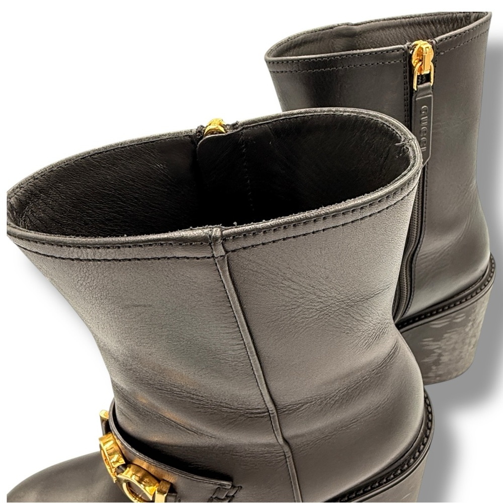 Gucci Logo Ankle Boots Black Leather – EU 37 - Picture 12 of 16
